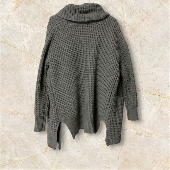Foreign Exchange Oversize Gray Sweater SZ L Women Knit Cardigan Chunky Lagenlook - Picture 6 of 10